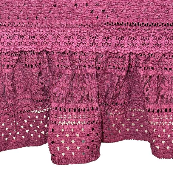 Foxiedox Ellie Lace Fit and Flare Mini Dress Burgundy Women XL NWT Ruffle - Picture 11 of 16